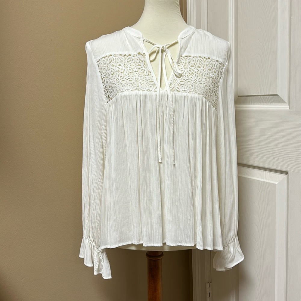 H&M Ivory Boho Blouse Size Medium